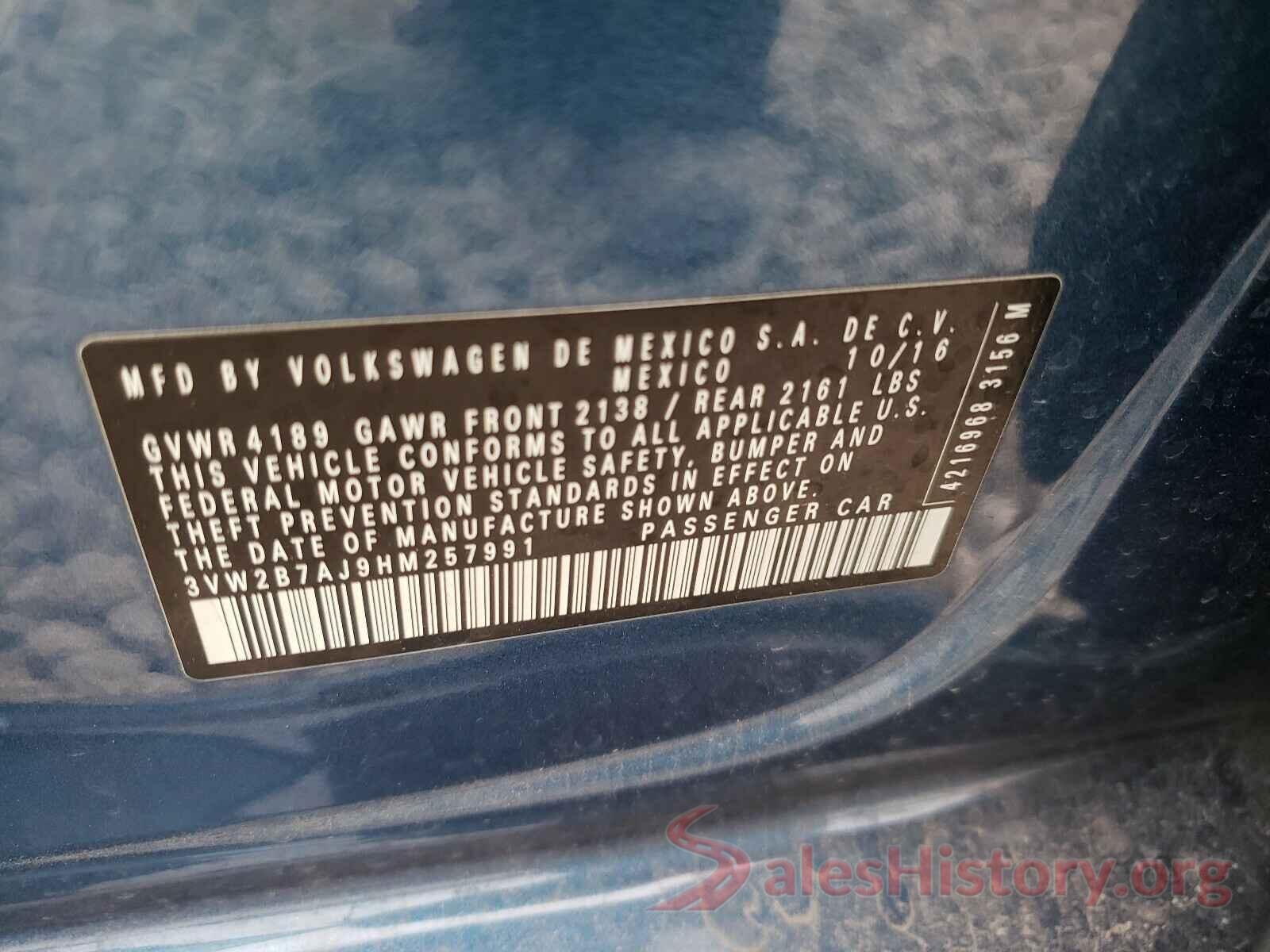 3VW2B7AJ9HM257991 2017 VOLKSWAGEN JETTA