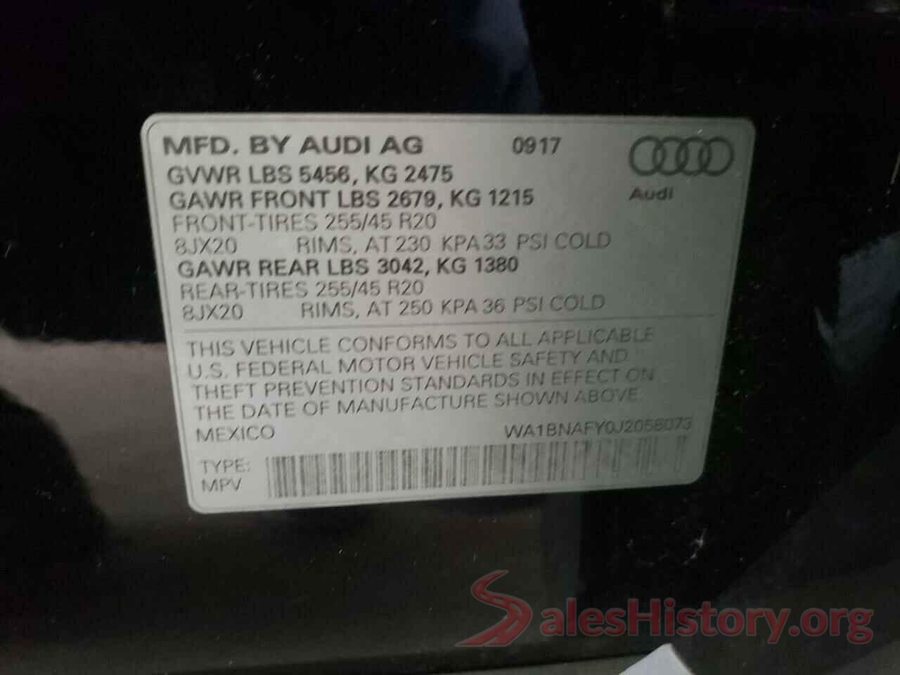 WA1BNAFY0J2058073 2018 AUDI Q5