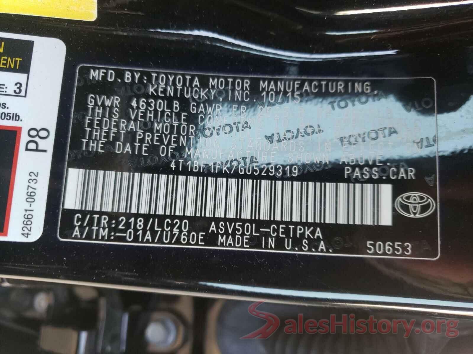 4T1BF1FK7GU529319 2016 TOYOTA CAMRY