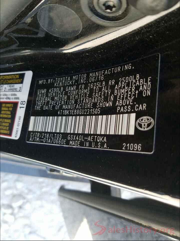 4T1BK1EB8GU231505 2016 TOYOTA AVALON