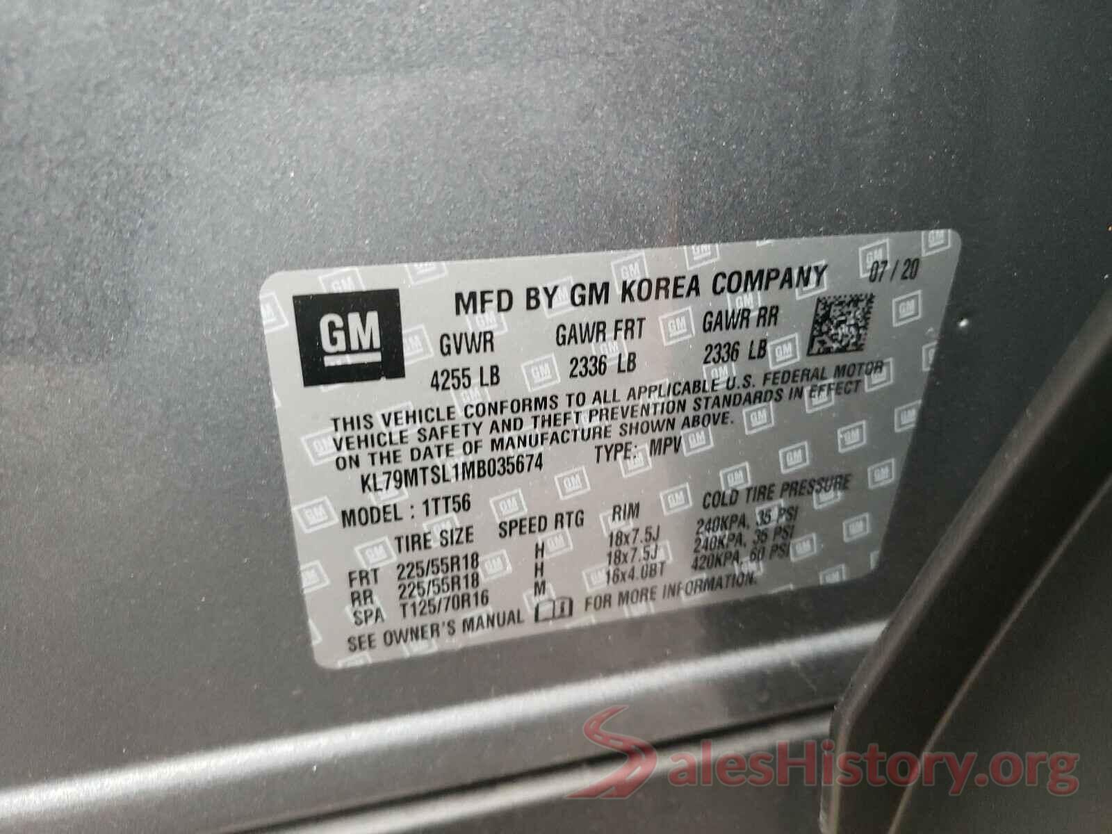 KL79MTSL1MB035674 2021 CHEVROLET TRAILBLAZE