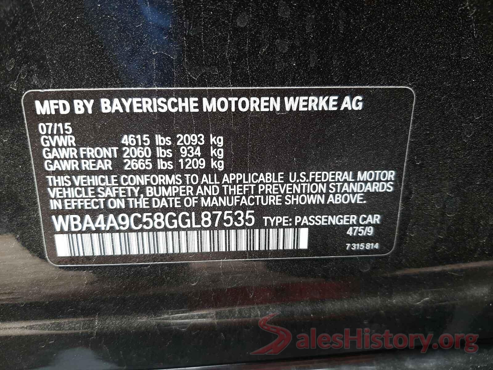 WBA4A9C58GGL87535 2016 BMW 4 SERIES