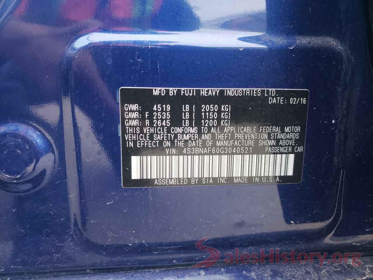 4S3BNAF60G3040521 2016 SUBARU LEGACY