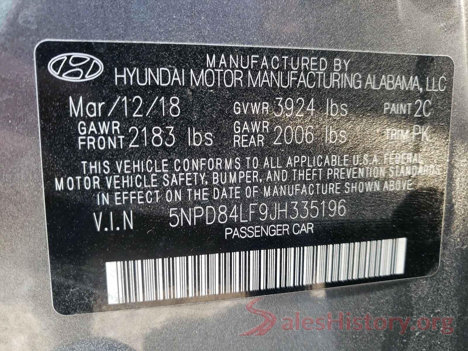 5NPD84LF9JH335196 2018 HYUNDAI ELANTRA