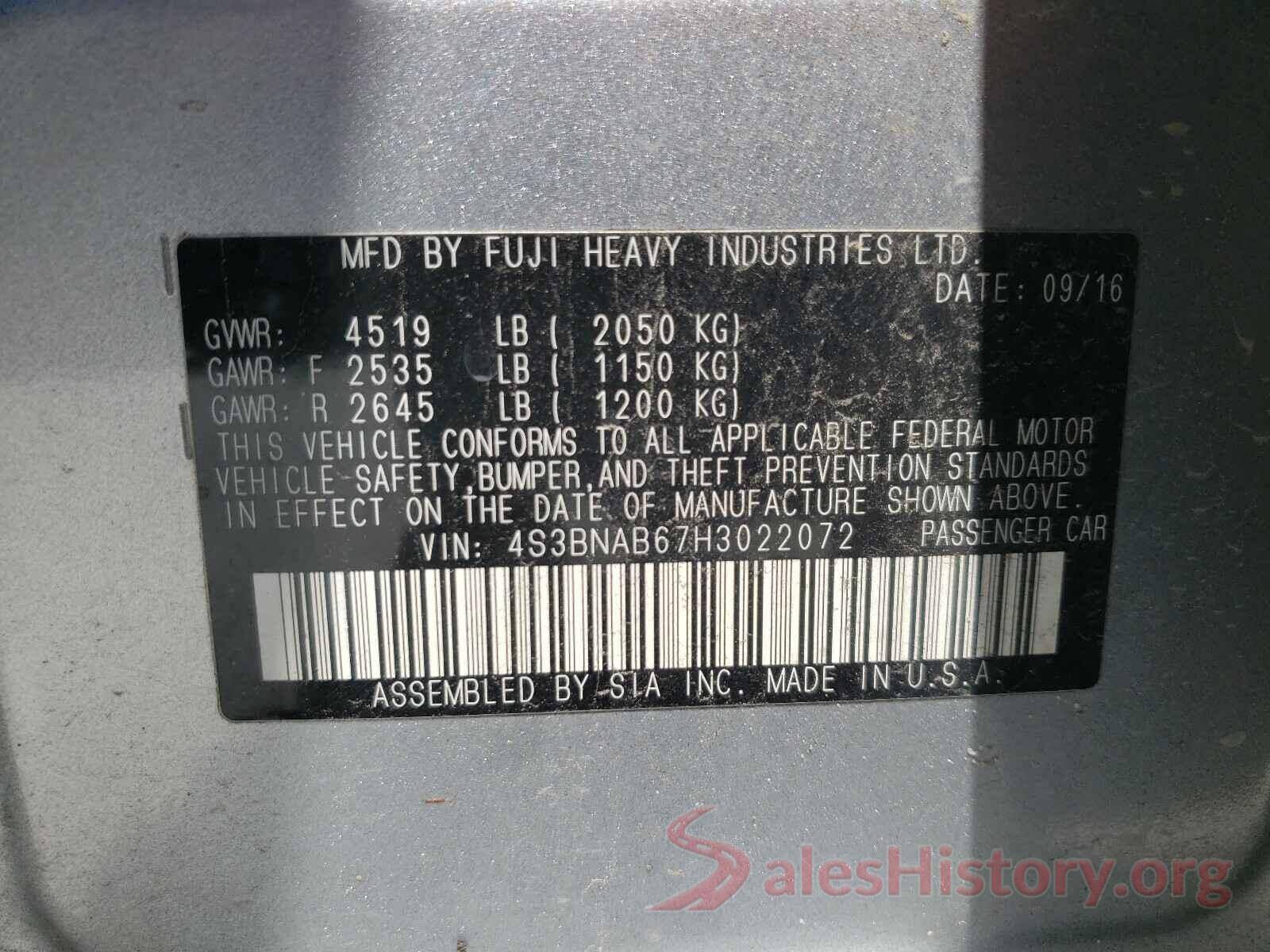 4S3BNAB67H3022072 2017 SUBARU LEGACY