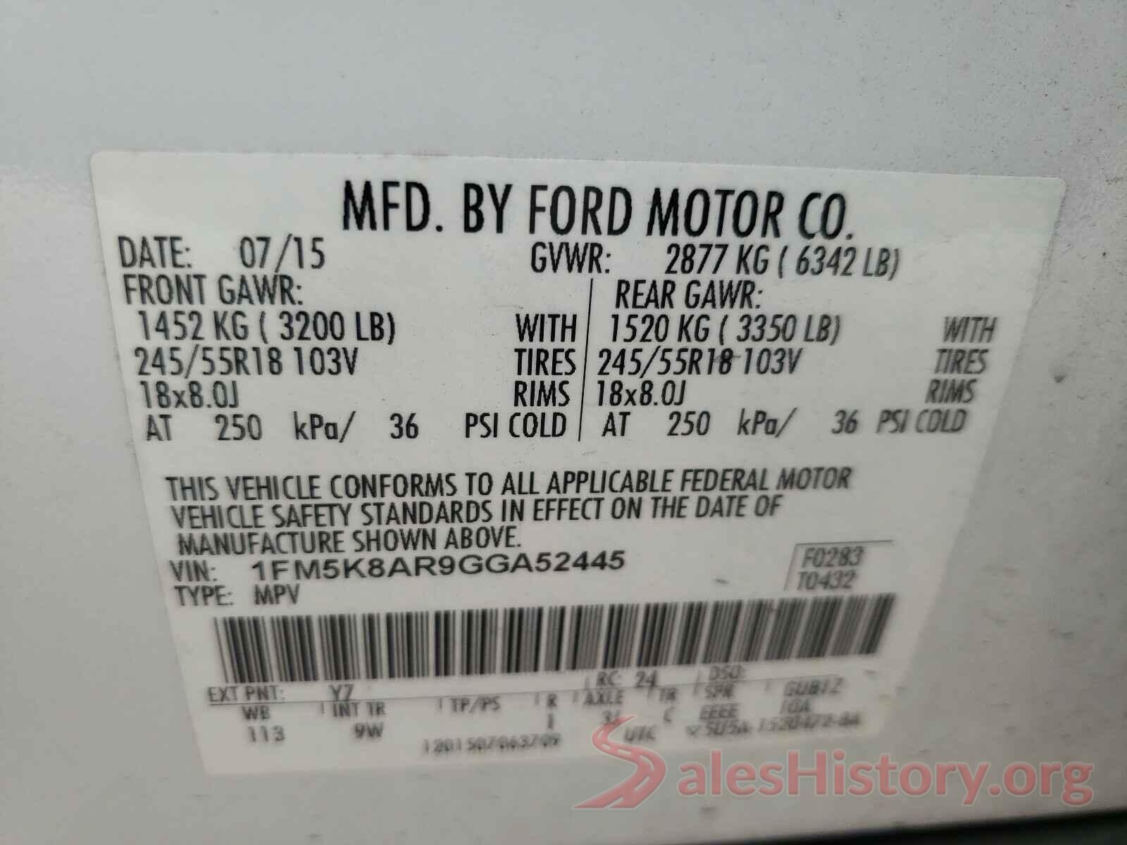 1FM5K8AR9GGA52445 2016 FORD EXPLORER