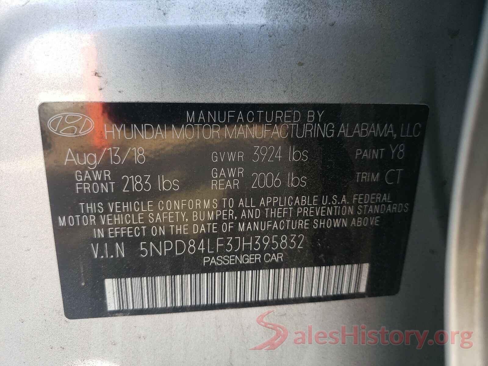 5NPD84LF3JH395832 2018 HYUNDAI ELANTRA