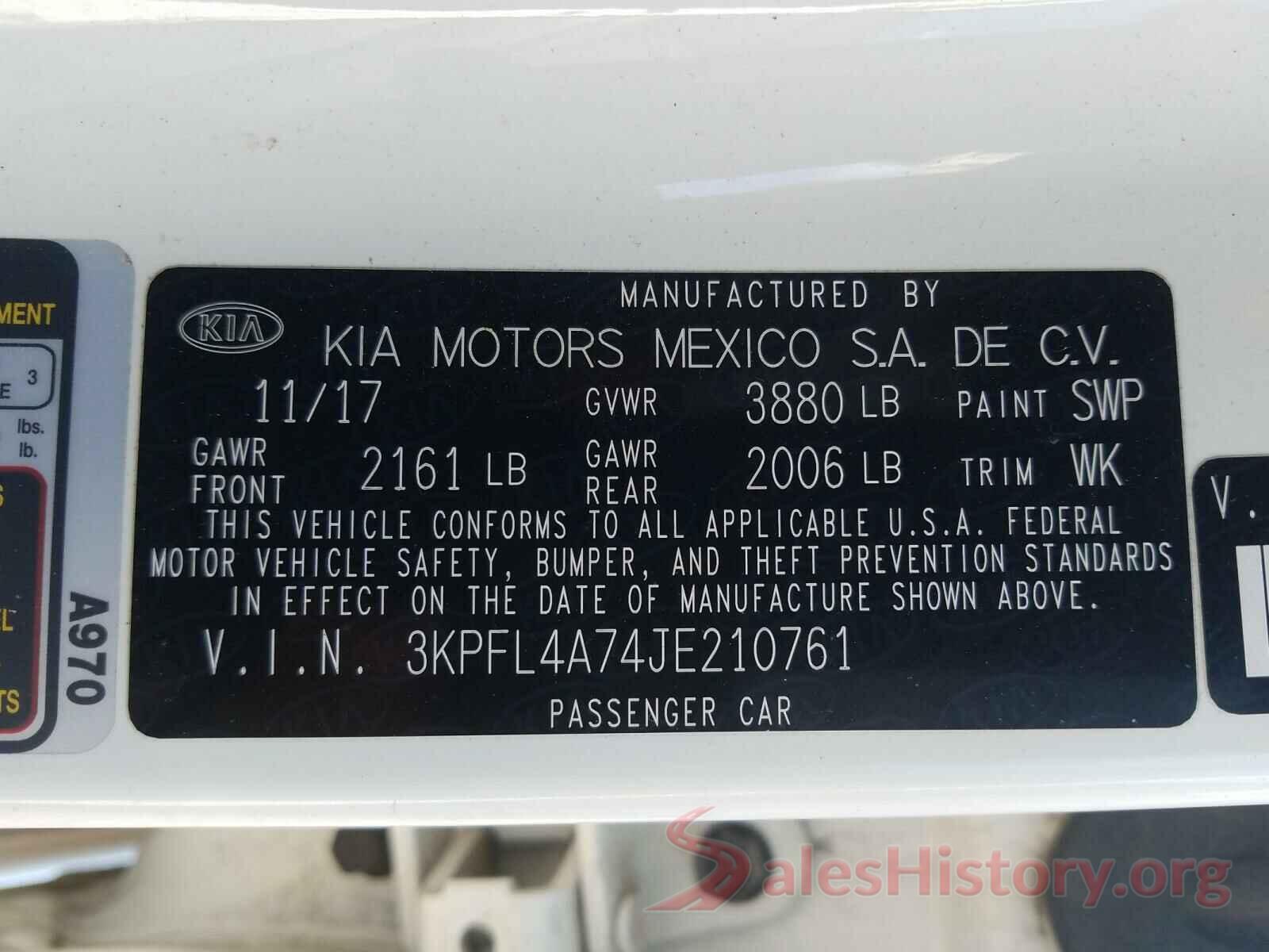 3KPFL4A74JE210761 2018 KIA FORTE