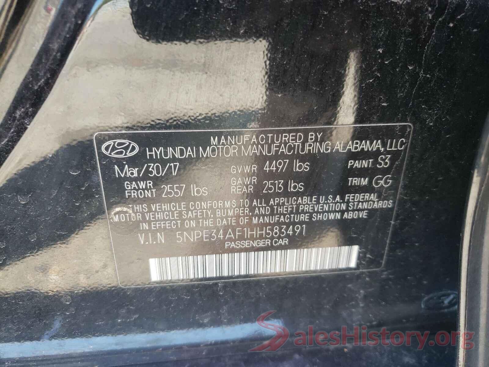 5NPE34AF1HH583491 2017 HYUNDAI SONATA