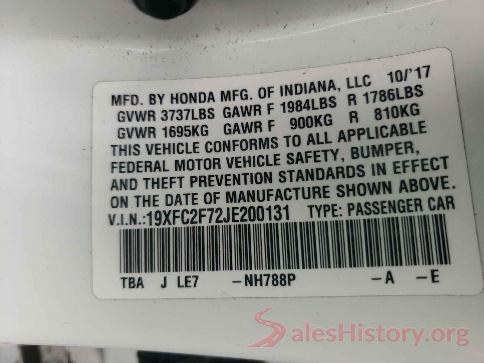 19XFC2F72JE200131 2018 HONDA CIVIC