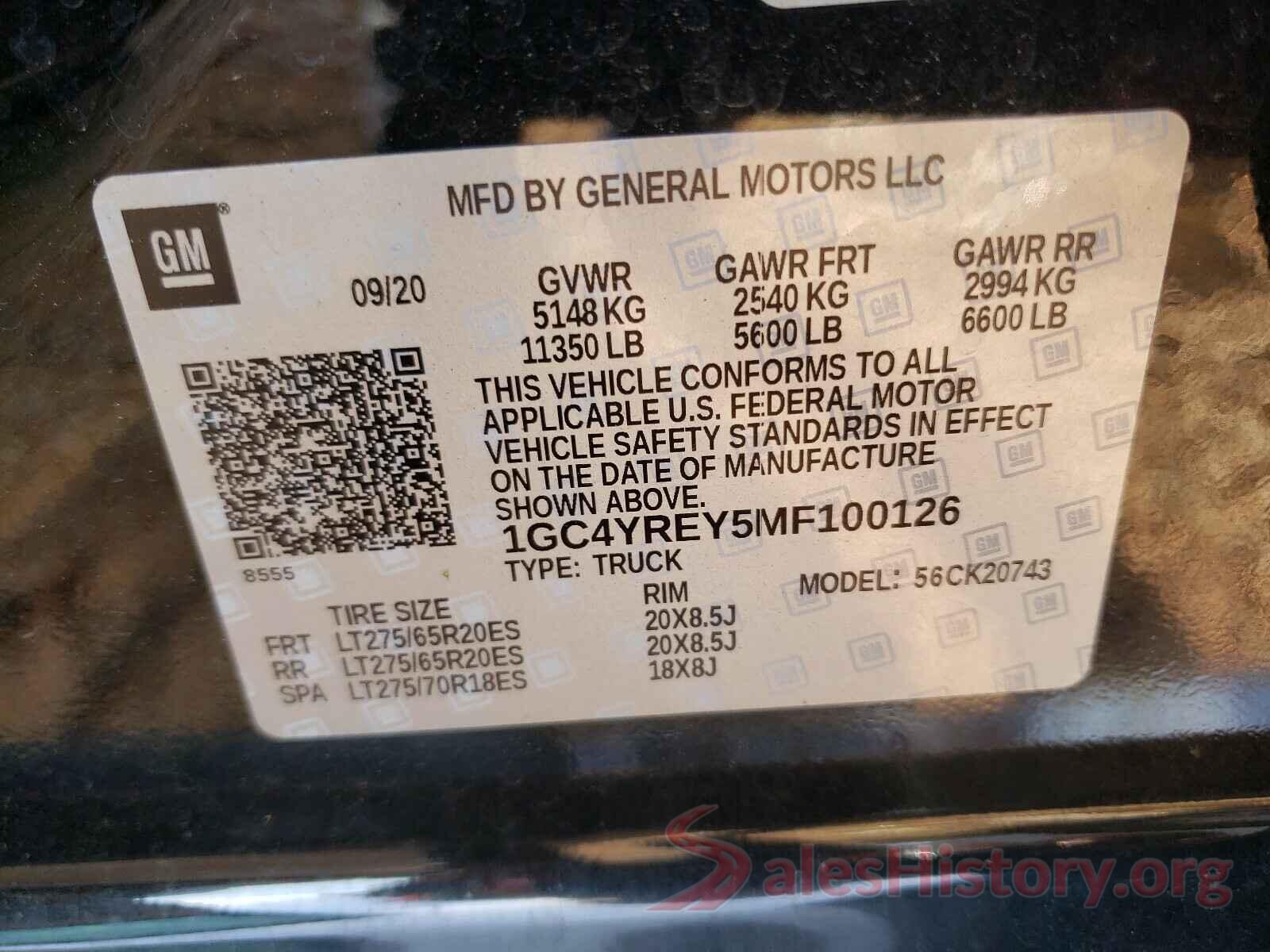 1GC4YREY5MF100126 2021 CHEVROLET SILVERADO