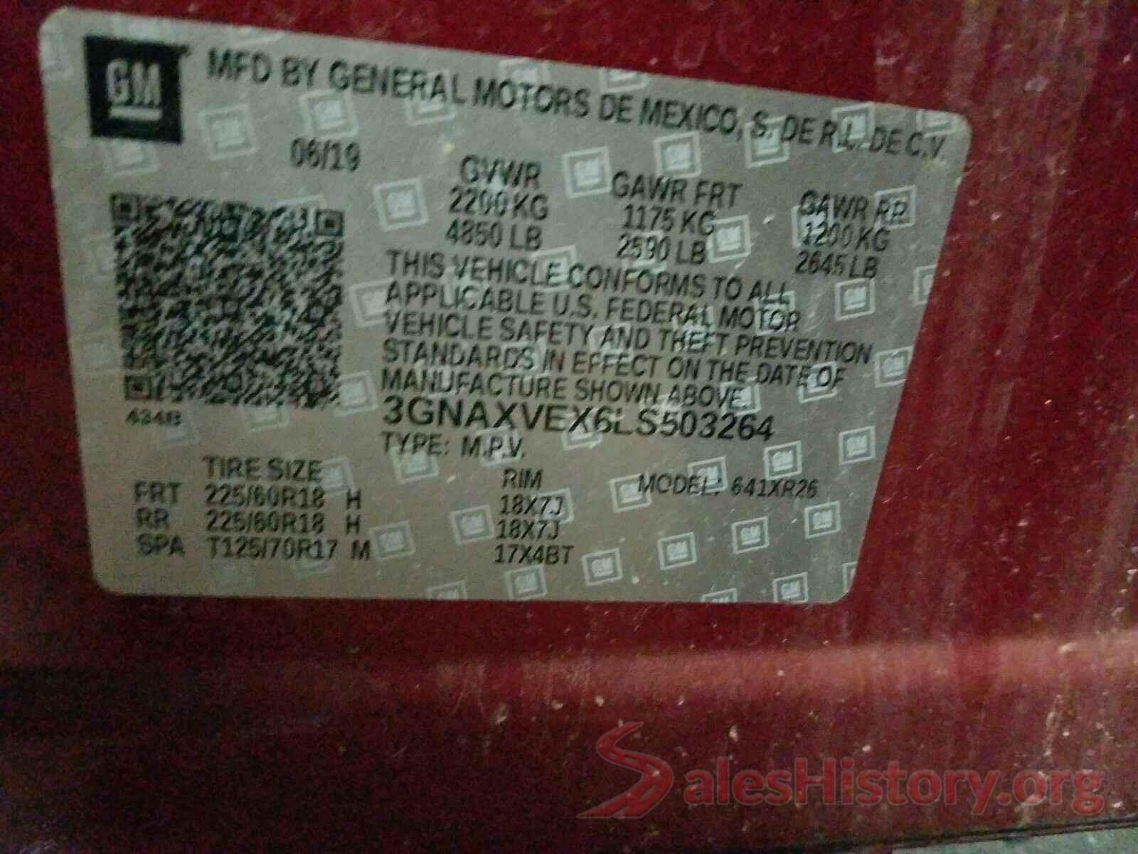 3GNAXVEX6LS503264 2020 CHEVROLET EQUINOX