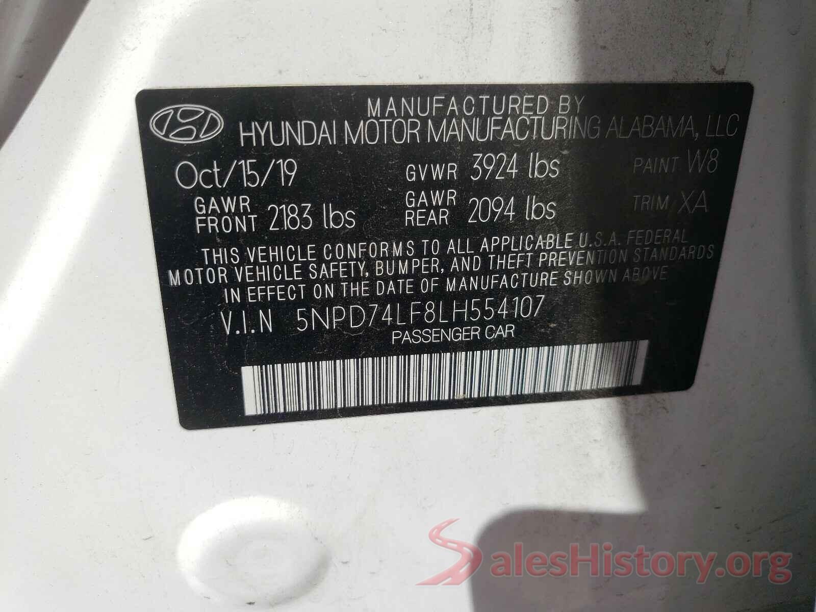 5NPD74LF8LH554107 2020 HYUNDAI ELANTRA