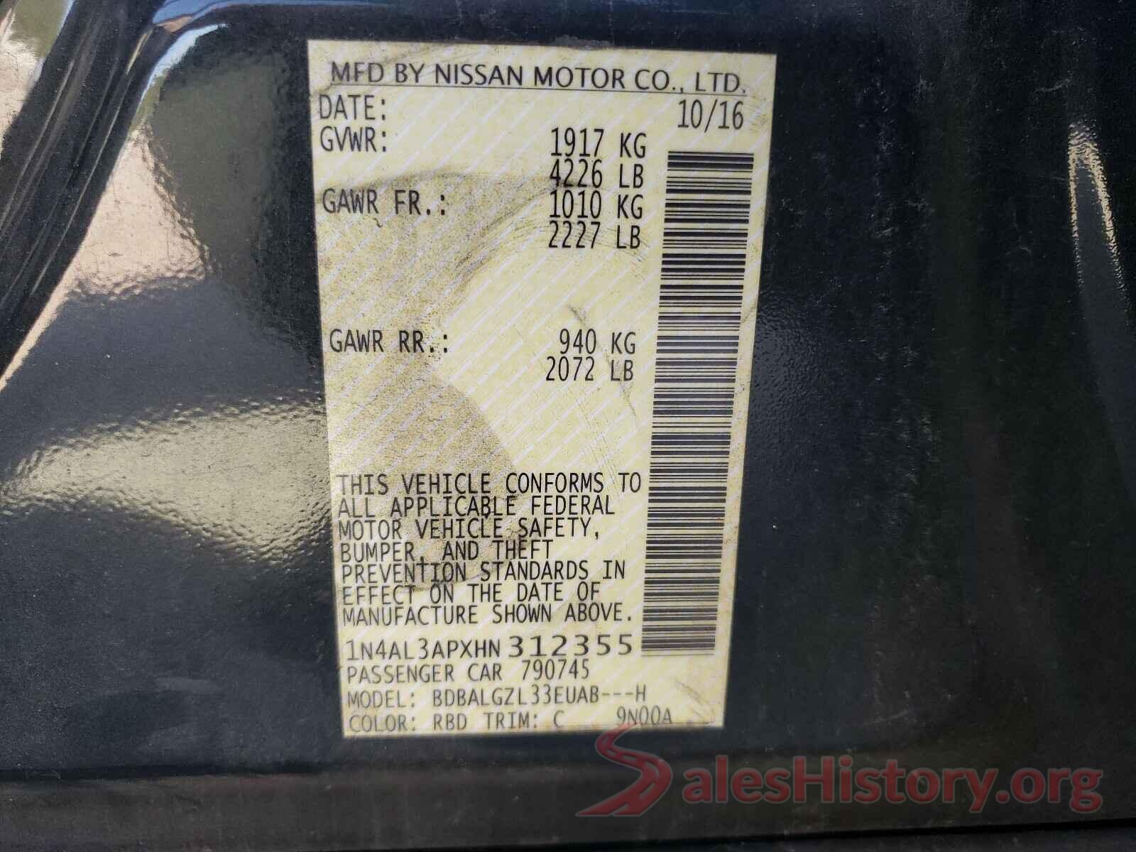 1N4AL3APXHN312355 2017 NISSAN ALTIMA