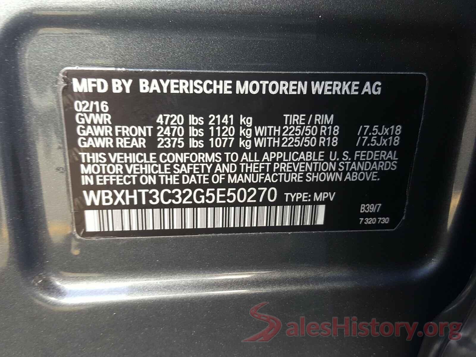 WBXHT3C32G5E50270 2016 BMW X1