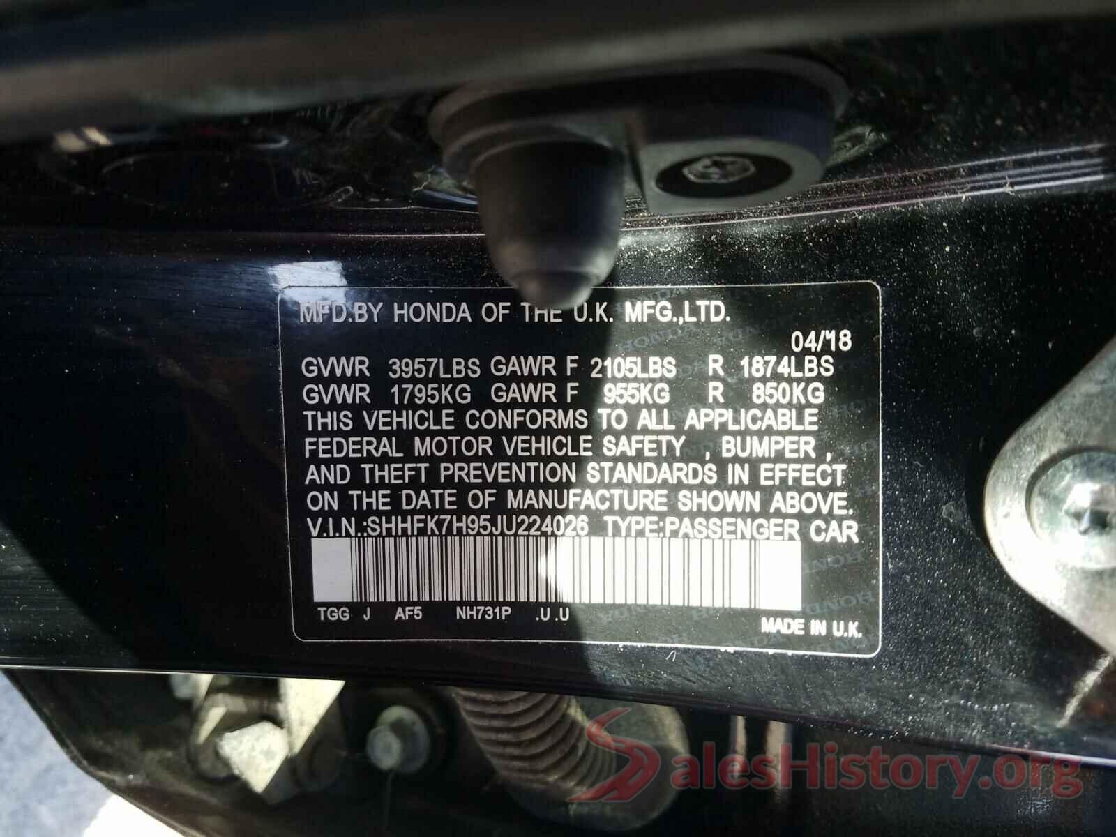 SHHFK7H95JU224026 2018 HONDA CIVIC