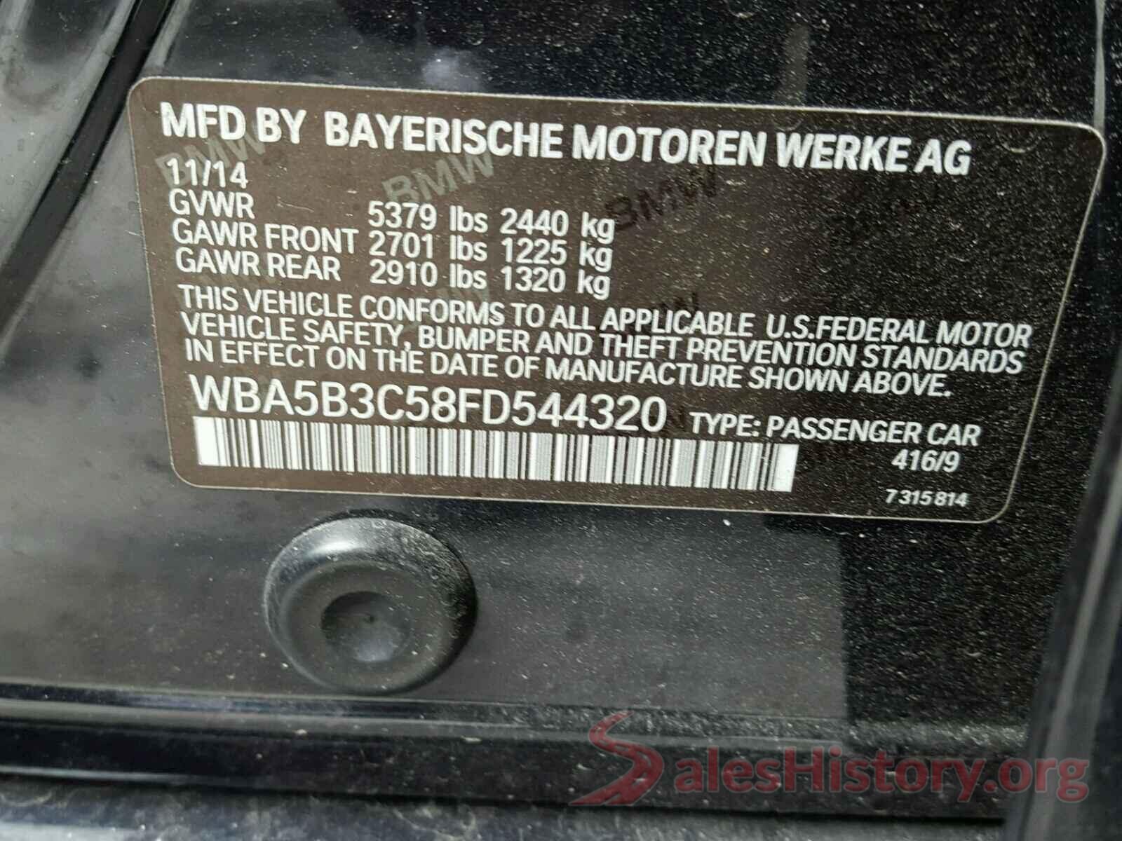 WBA5B3C58FD544320 2015 BMW 535 XI