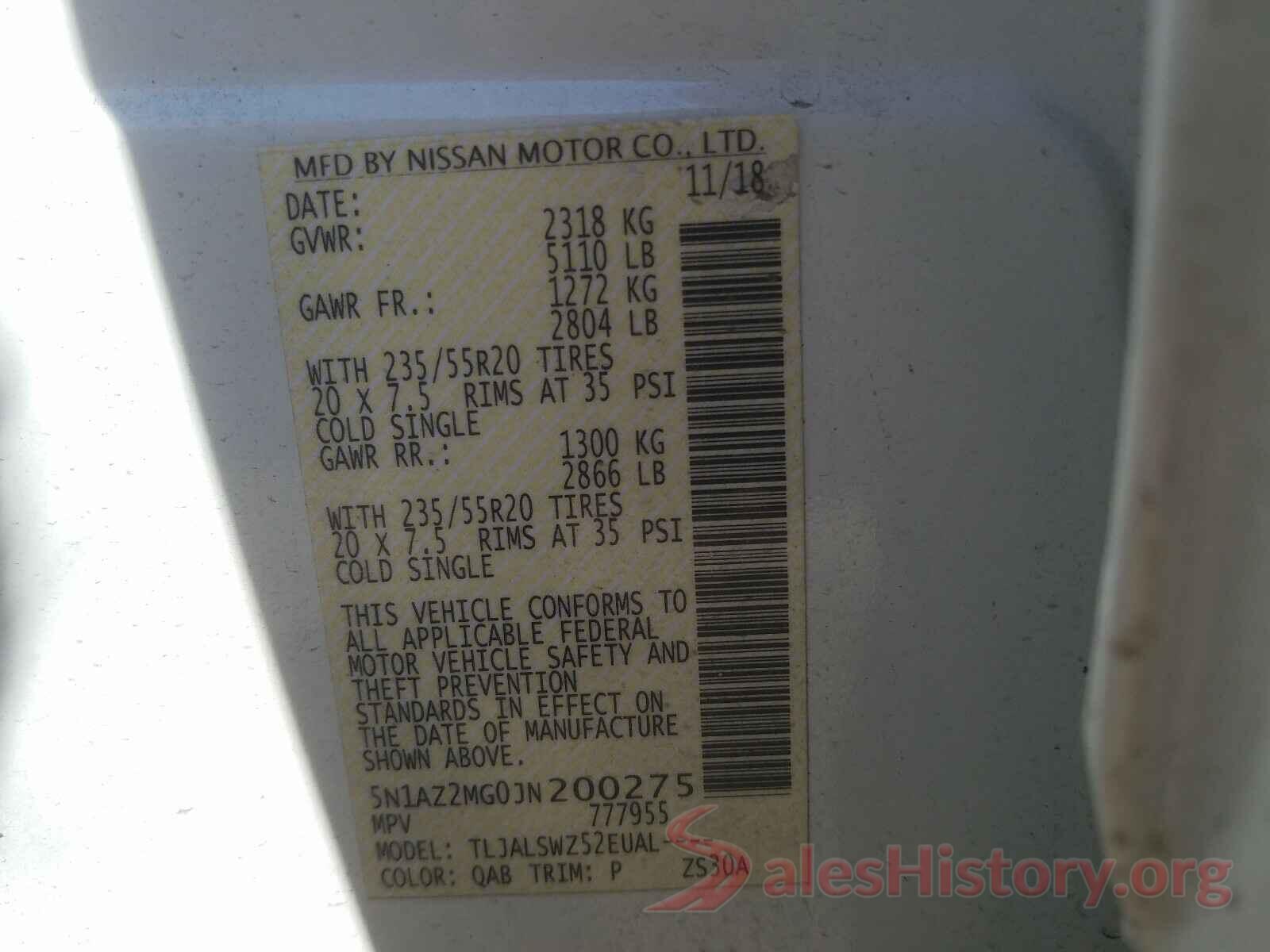 5N1AZ2MG0JN200275 2018 NISSAN MURANO