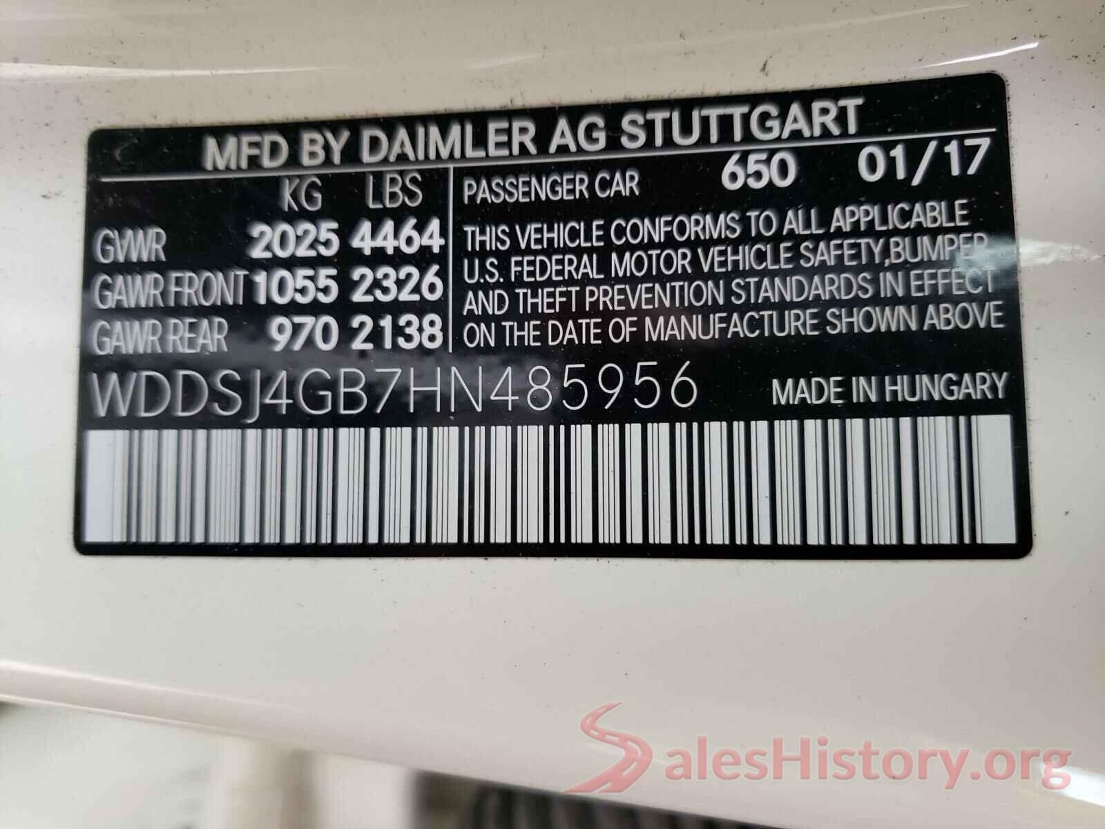 WDDSJ4GB7HN485956 2017 MERCEDES-BENZ C CLASS