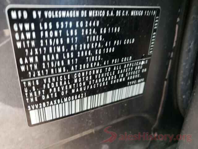 3VV2B7AX9LM086421 2020 VOLKSWAGEN TIGUAN