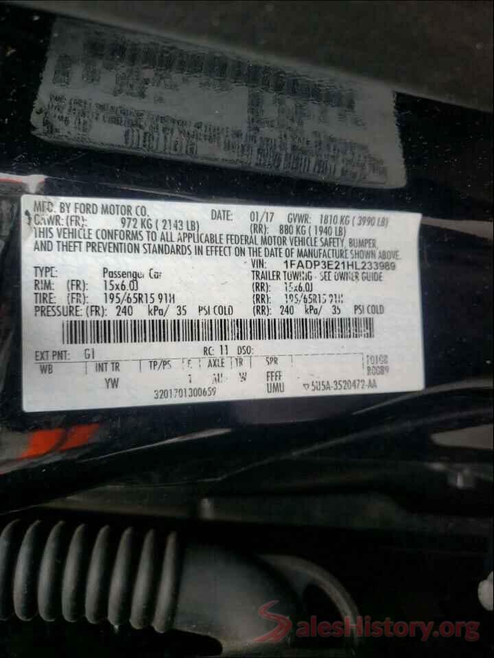 1FADP3E21HL233989 2017 FORD FOCUS