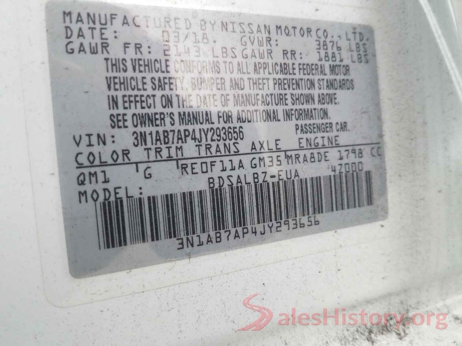 3N1AB7AP4JY293656 2018 NISSAN SENTRA