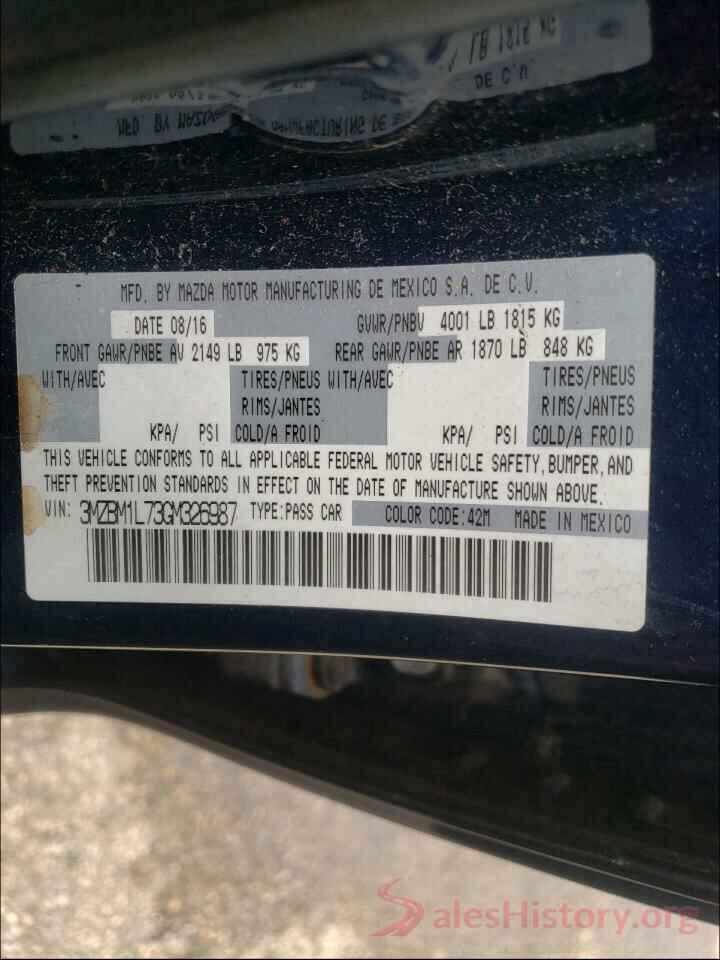 3MZBM1L73GM326987 2016 MAZDA 3