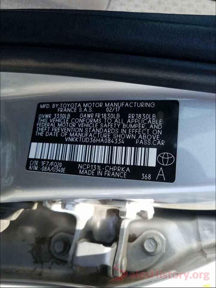 VNKKTUD36HA084334 2017 TOYOTA YARIS