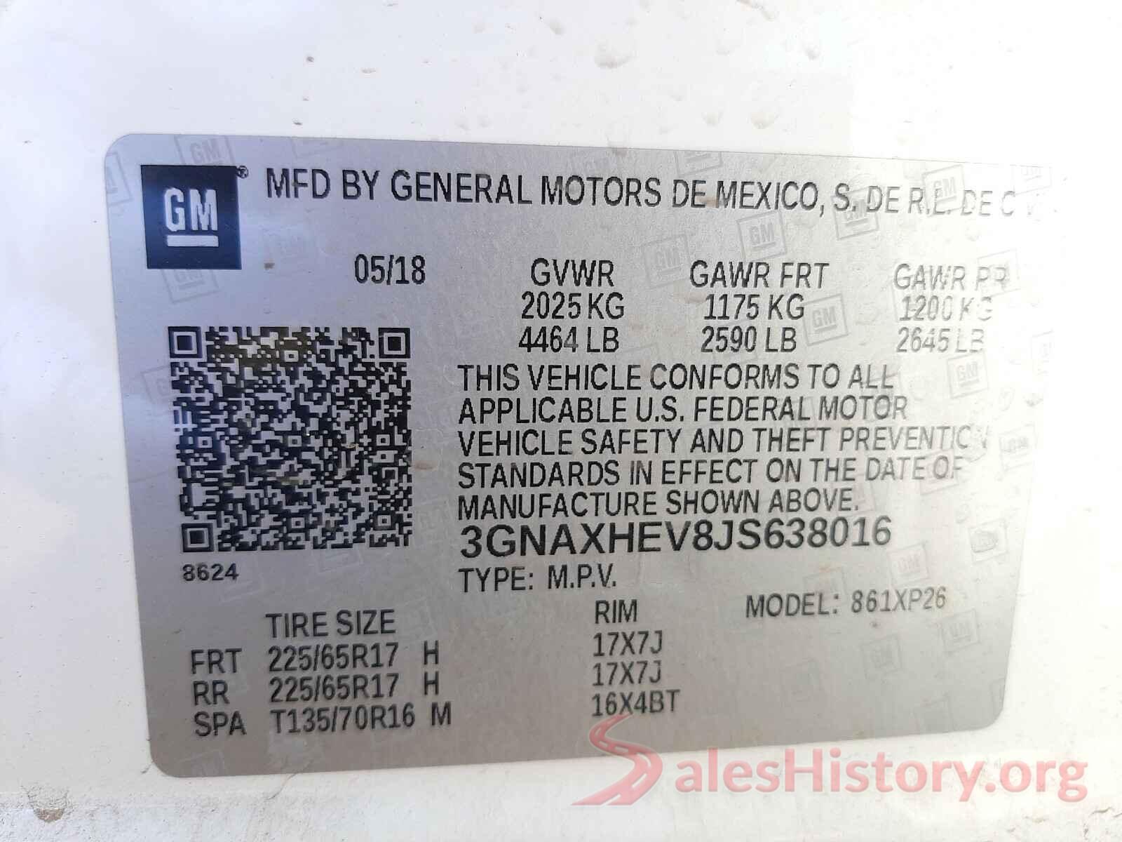 3GNAXHEV8JS638016 2018 CHEVROLET EQUINOX