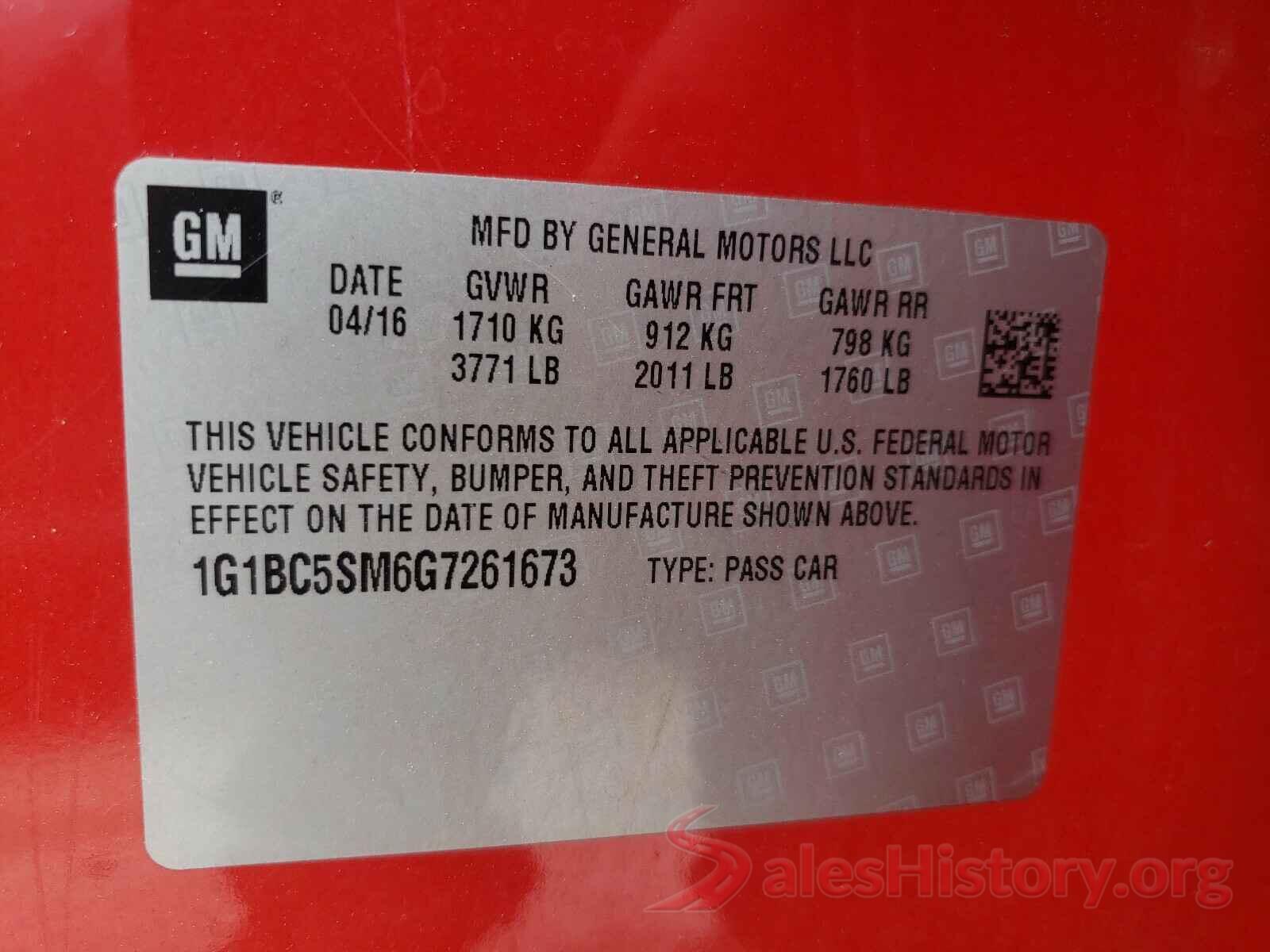 1G1BC5SM6G7261673 2016 CHEVROLET CRUZE