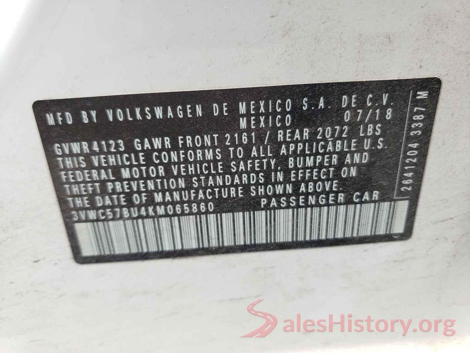 3VWC57BU4KM065860 2019 VOLKSWAGEN JETTA