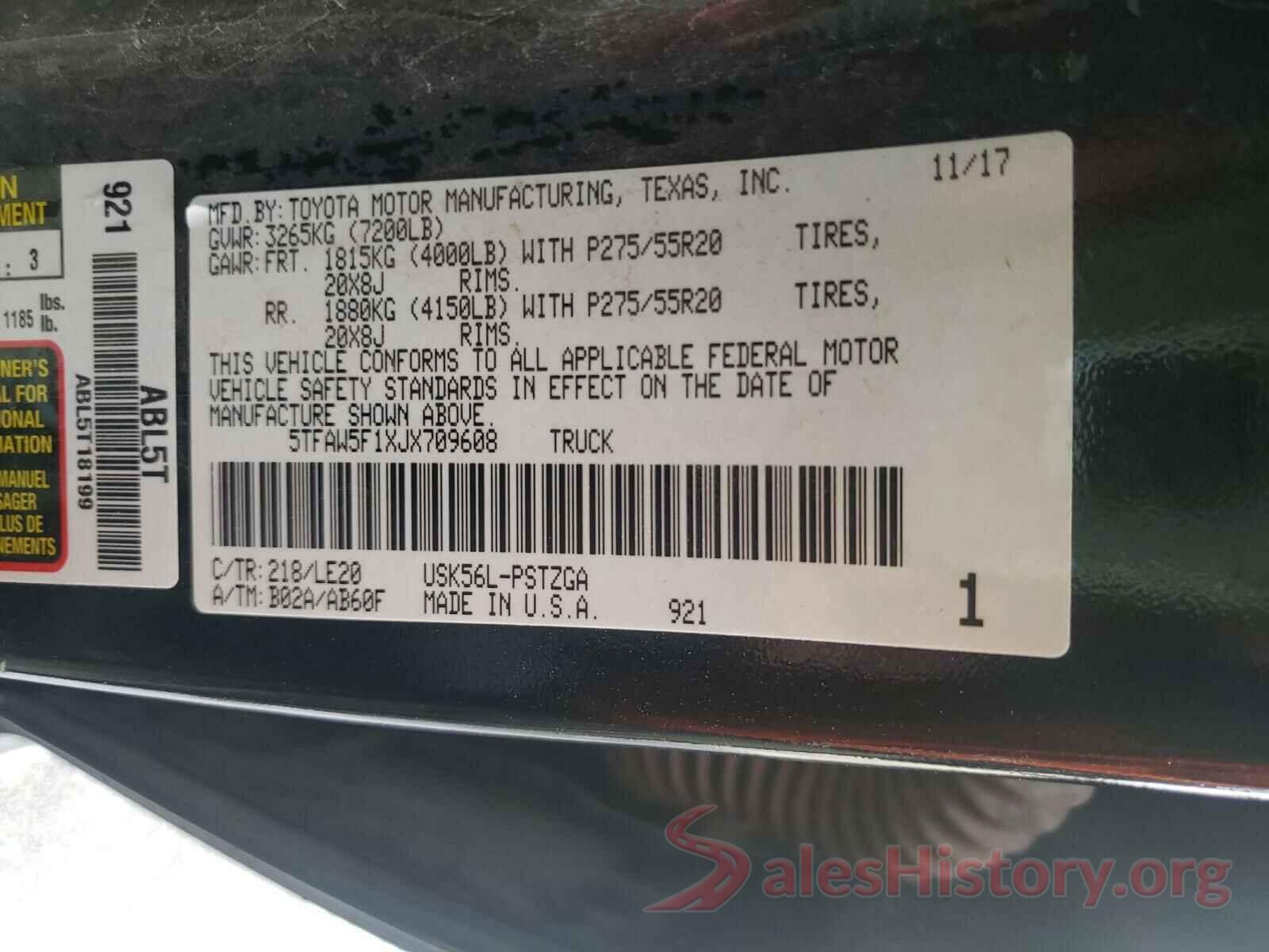 5TFAW5F1XJX709608 2018 TOYOTA TUNDRA