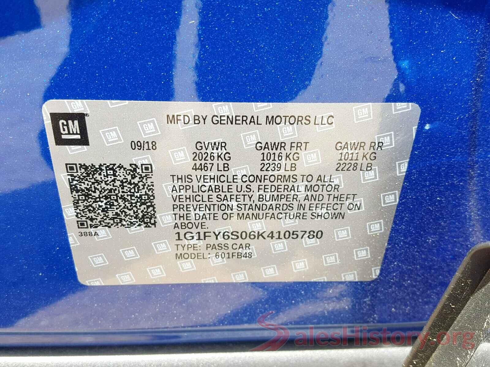 1G1FY6S06K4105780 2019 CHEVROLET BOLT