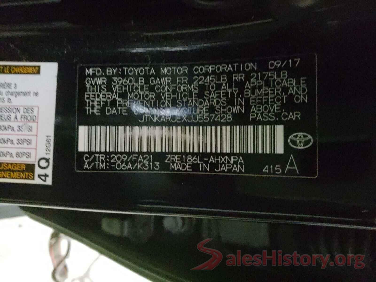 JTNKARJEXJJ557428 2018 TOYOTA COROLLA