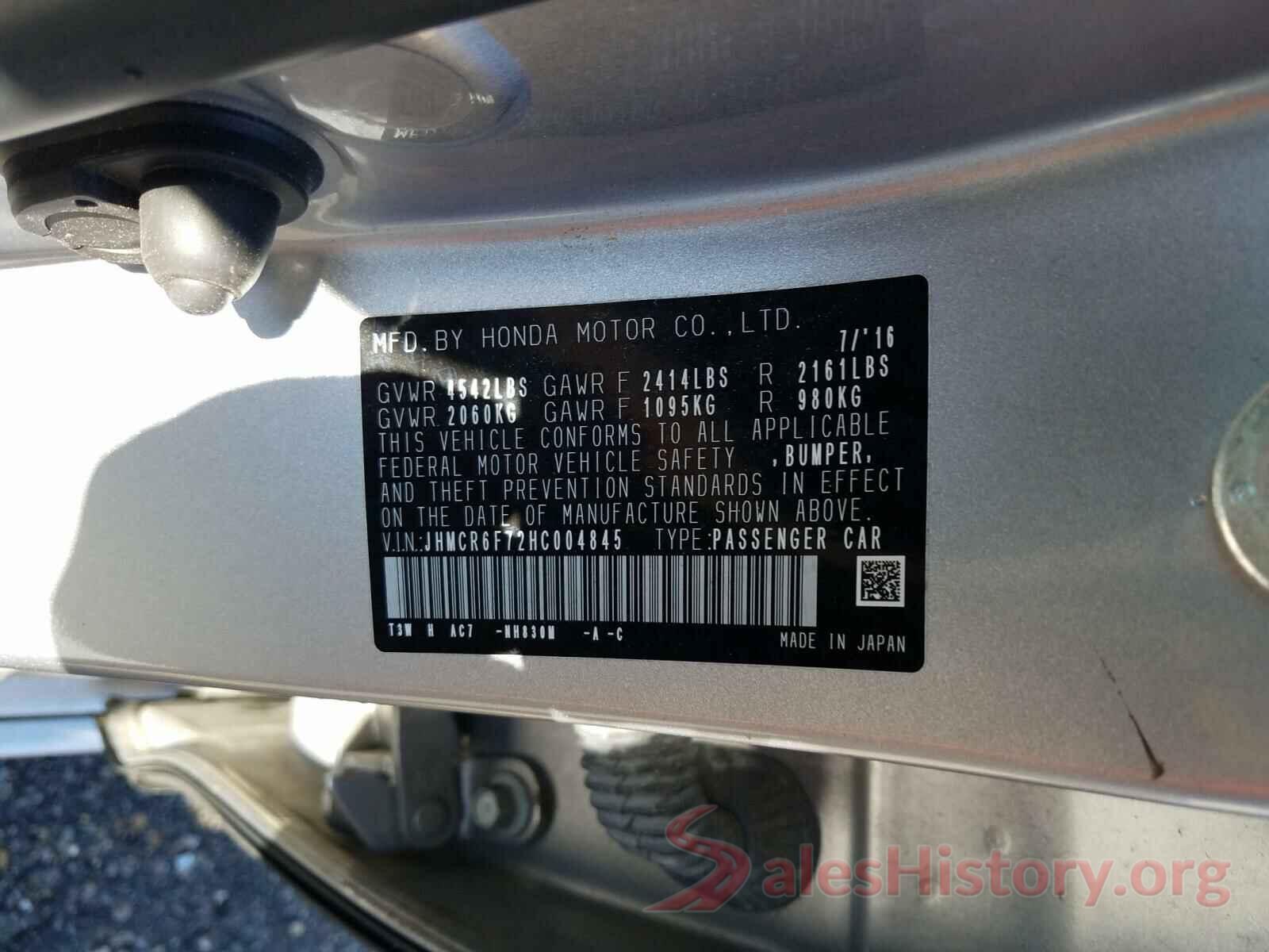 JHMCR6F72HC004845 2017 HONDA ACCORD