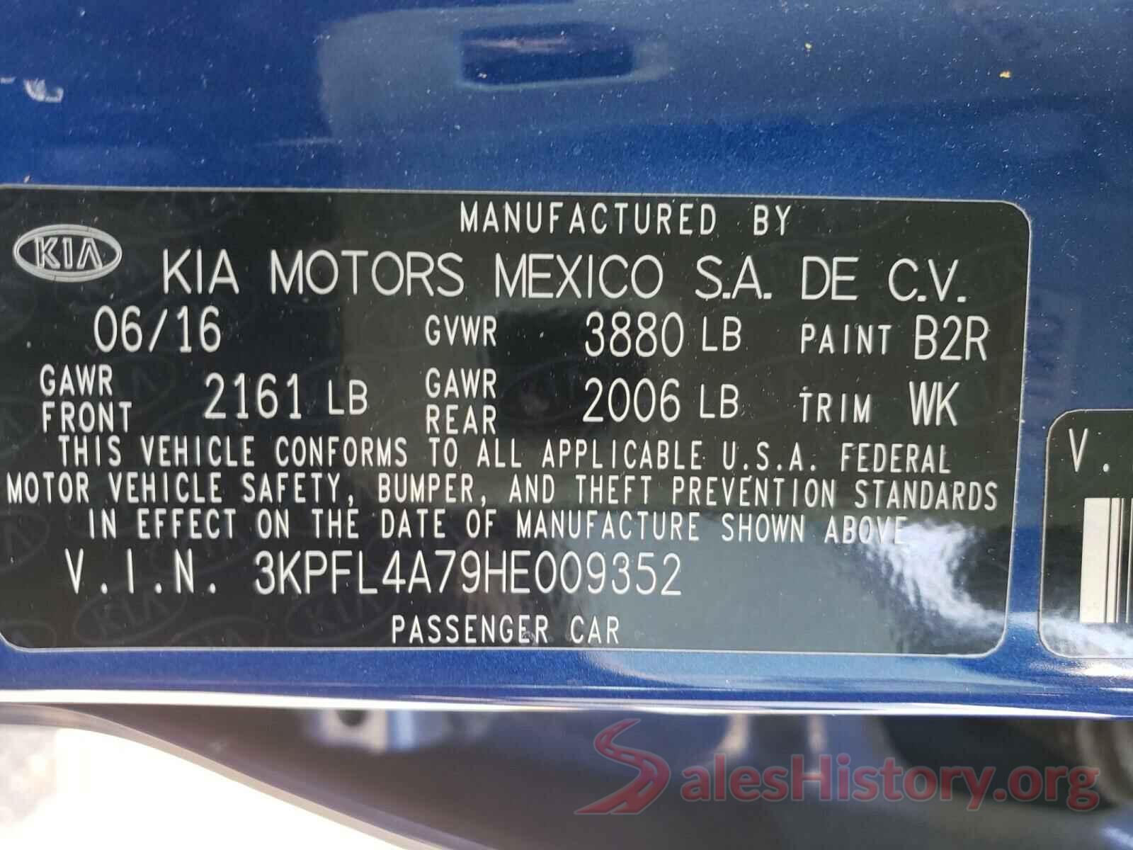 3KPFL4A79HE009352 2017 KIA FORTE