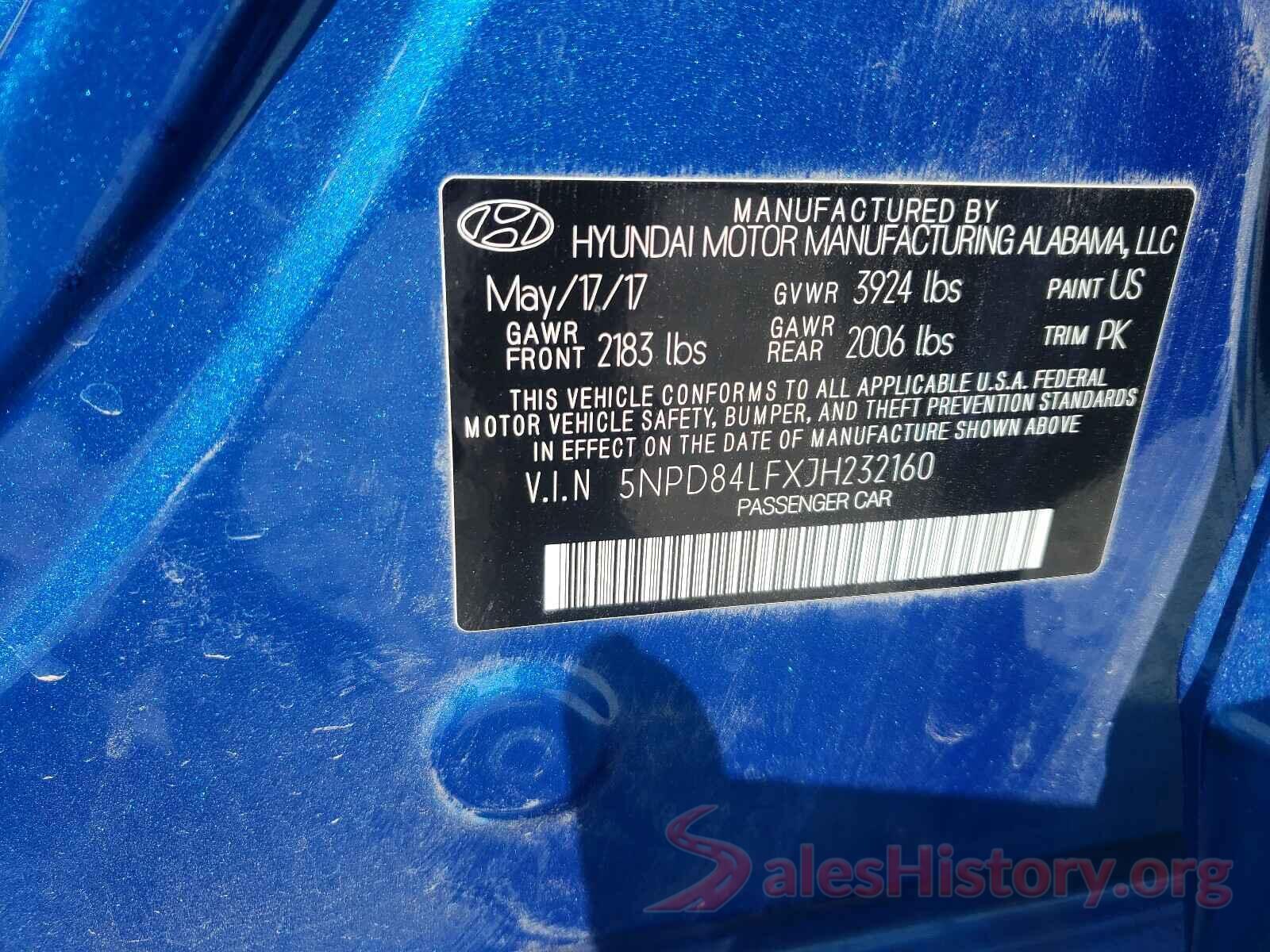 5NPD84LFXJH232160 2018 HYUNDAI ELANTRA