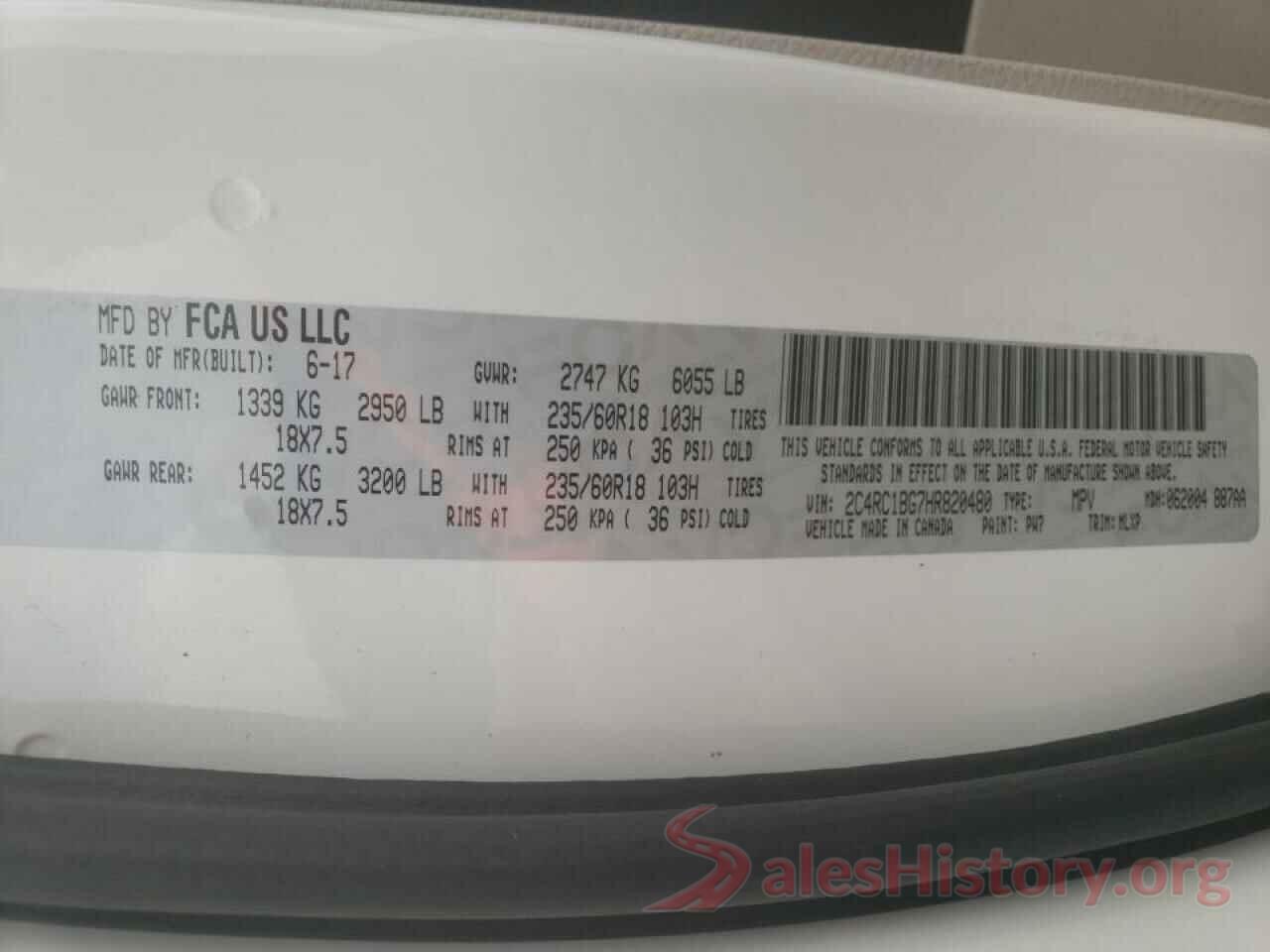 2C4RC1BG7HR820480 2017 CHRYSLER PACIFICA