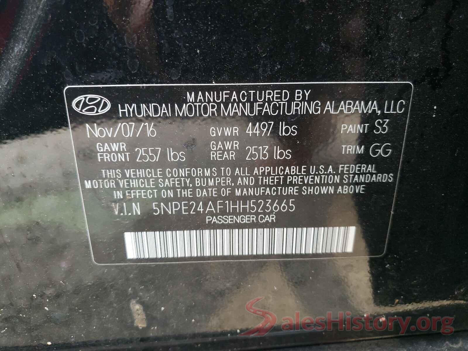 5NPE24AF1HH523665 2017 HYUNDAI SONATA