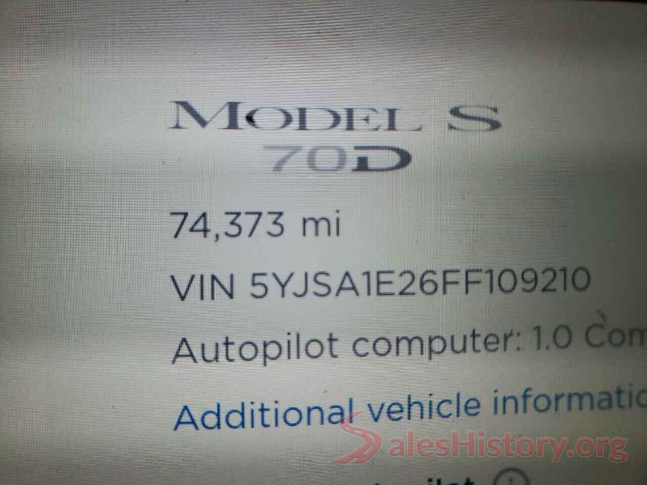 5YJSA1E26FF109210 2015 TESLA MODEL S