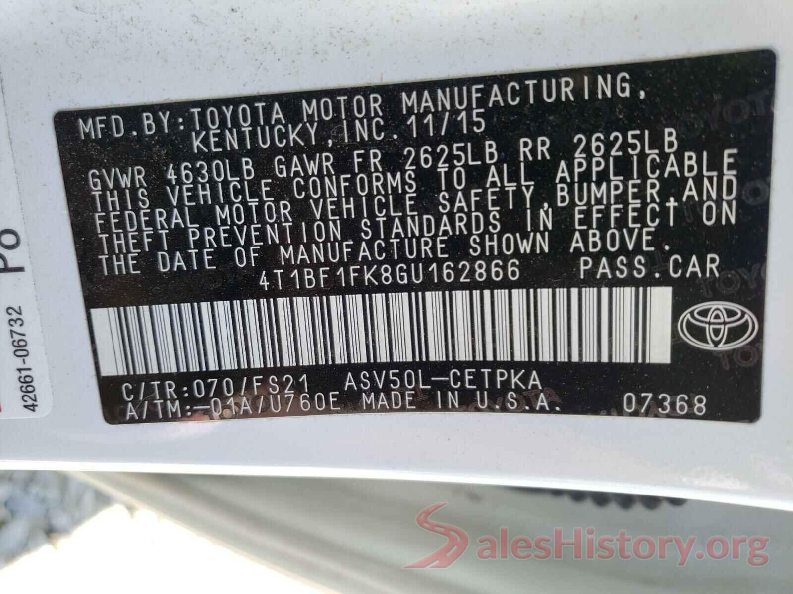 4T1BF1FK8GU162866 2016 TOYOTA CAMRY