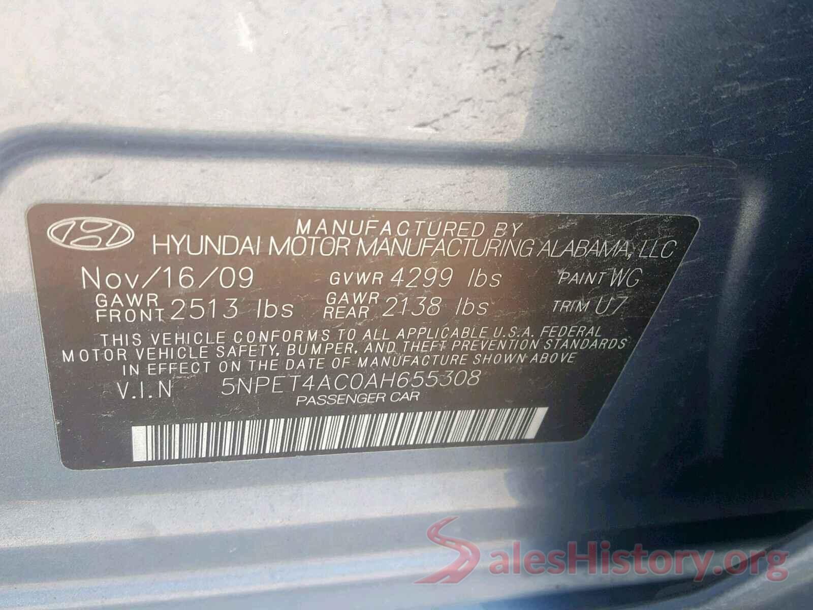 5NPET4AC0AH655308 2010 HYUNDAI SONATA