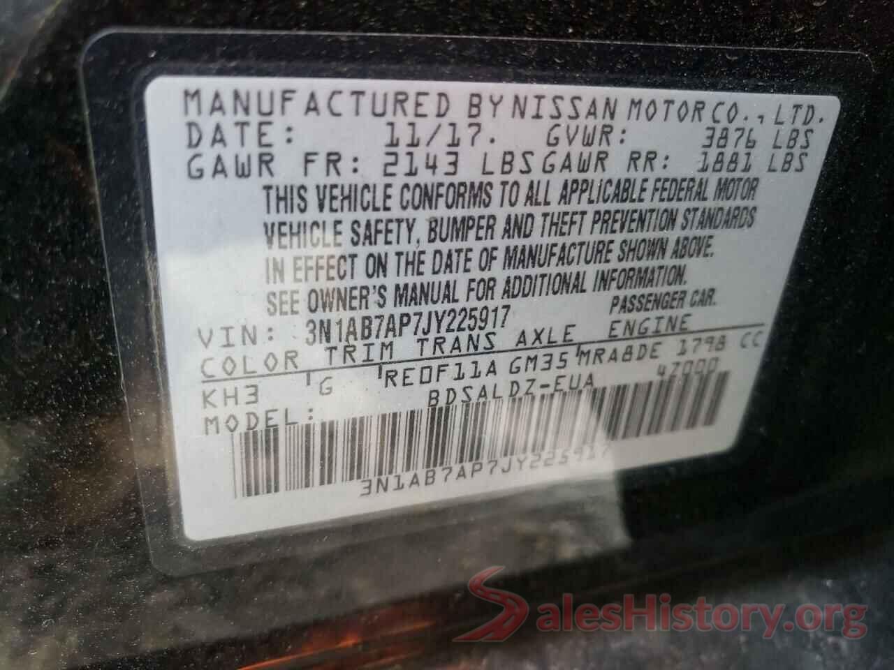 3N1AB7AP7JY225917 2018 NISSAN SENTRA