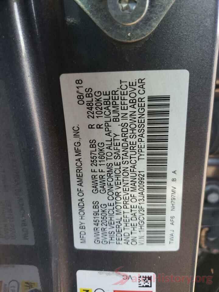 1HGCV3F13JA009921 2018 HONDA ACCORD