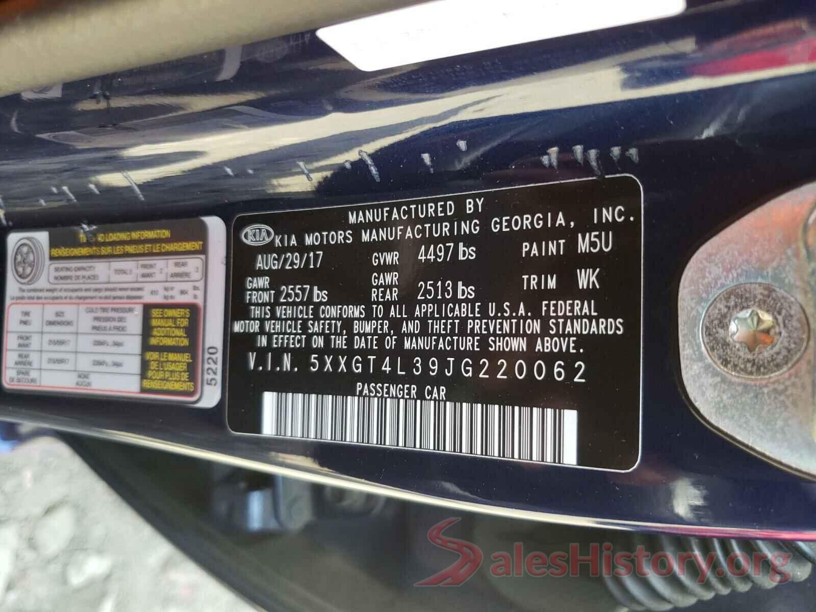 5XXGT4L39JG220062 2018 KIA OPTIMA