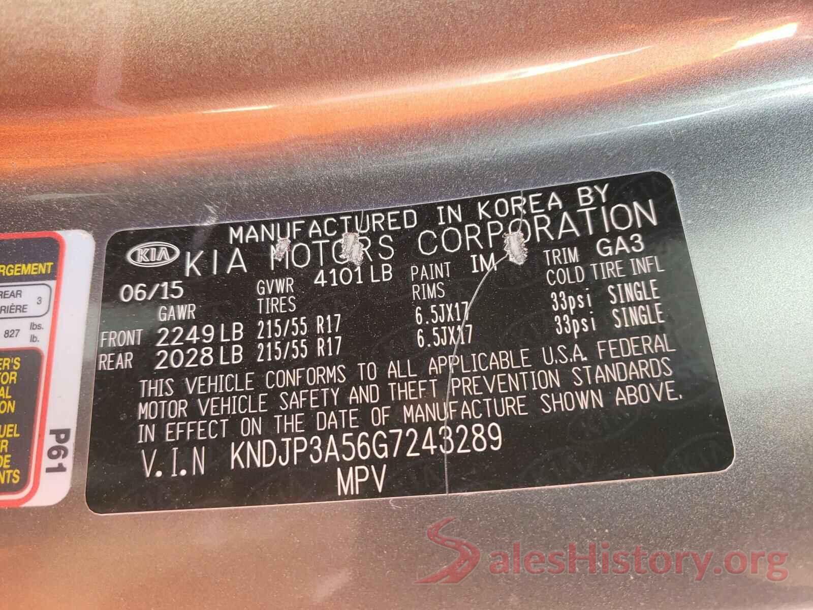 KNDJP3A56G7243289 2016 KIA SOUL