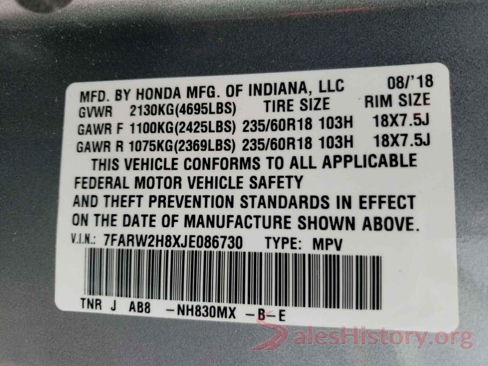 7FARW2H8XJE086730 2018 HONDA CRV