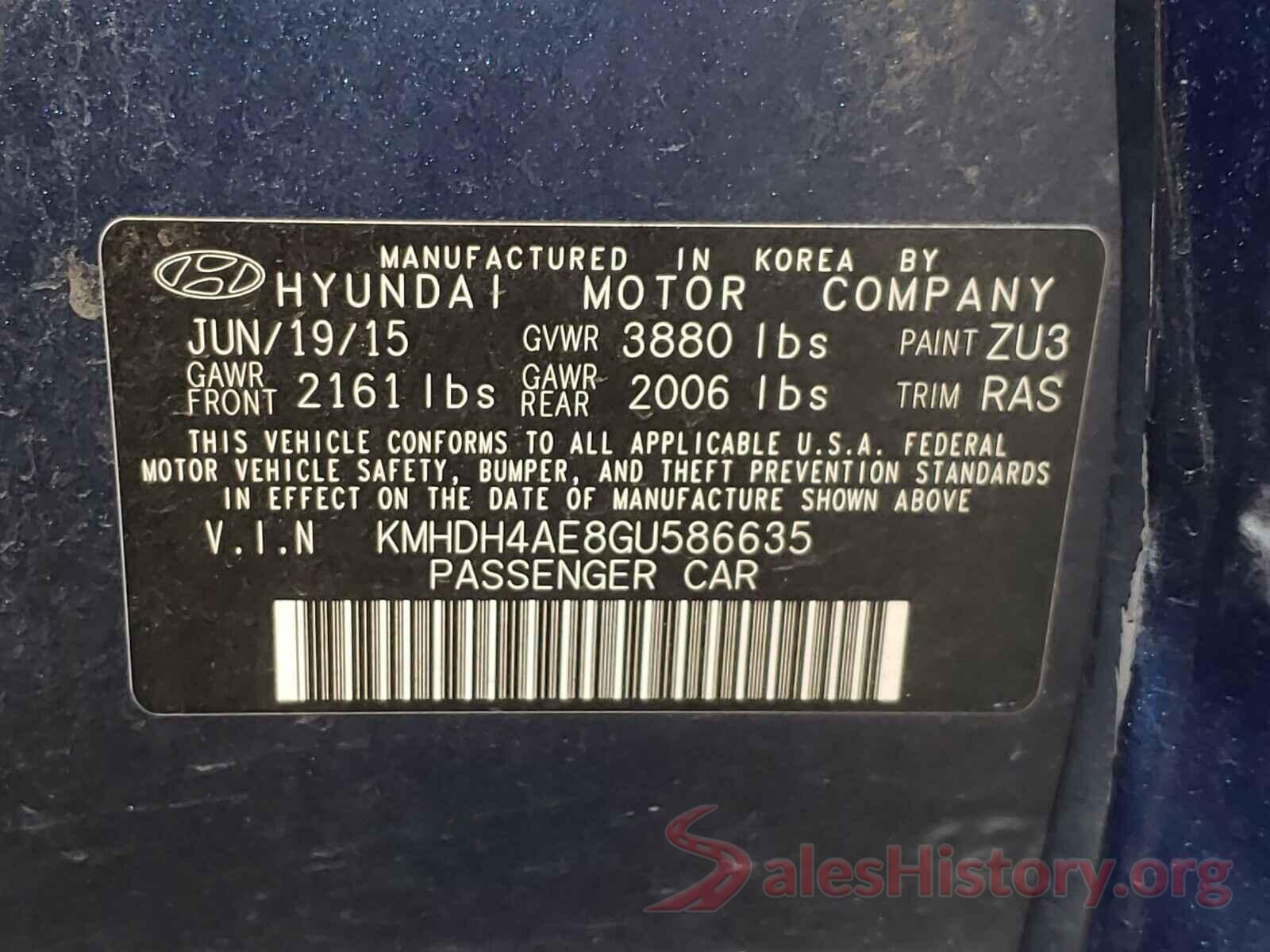 KMHDH4AE8GU586635 2016 HYUNDAI ELANTRA