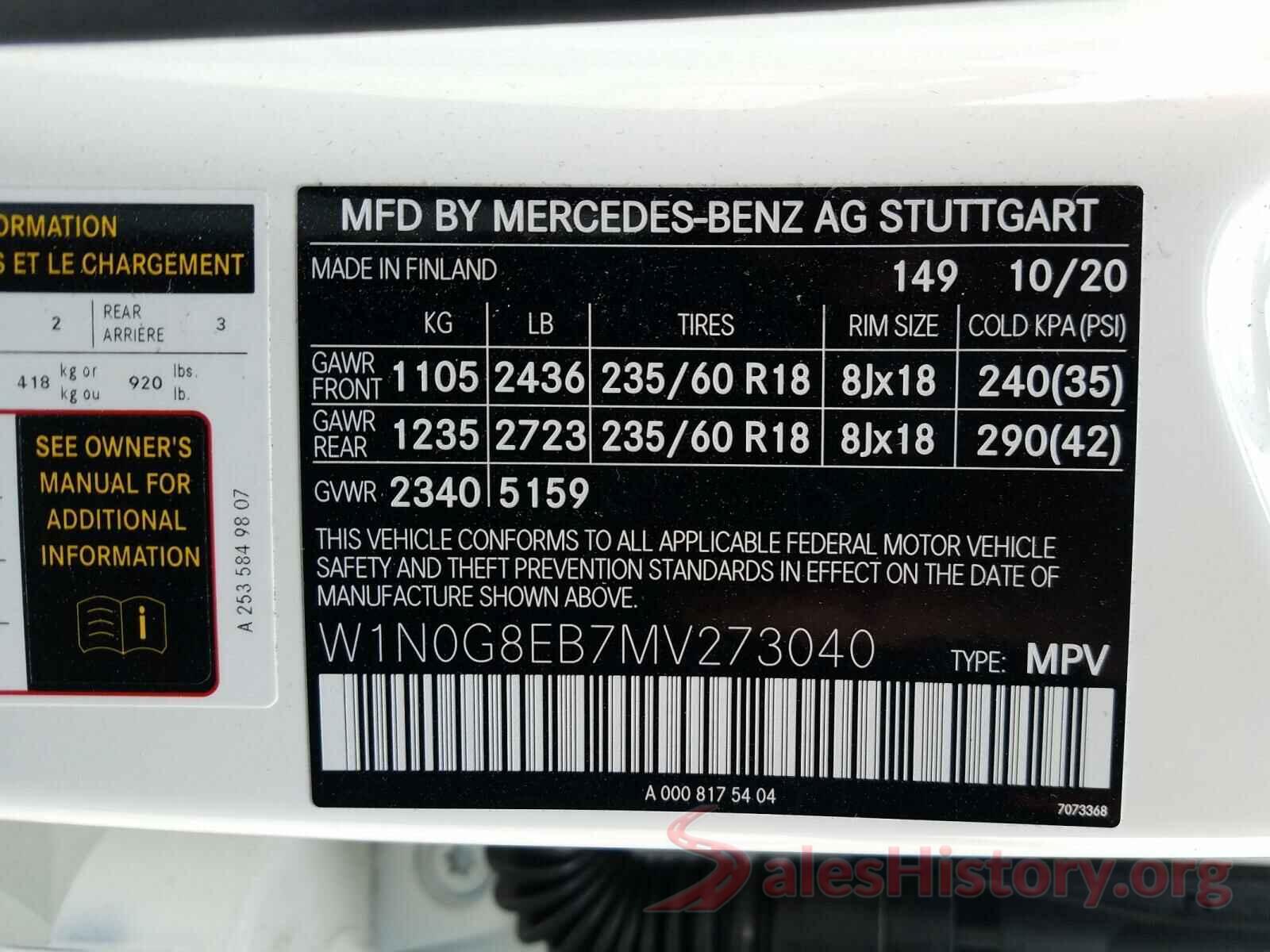 W1N0G8EB7MV273040 2021 MERCEDES-BENZ G CLASS