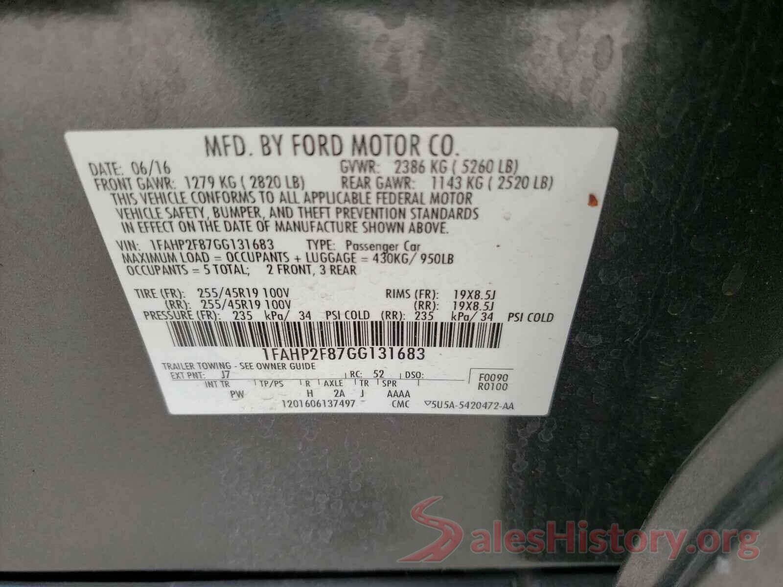 1FAHP2F87GG131683 2016 FORD TAURUS